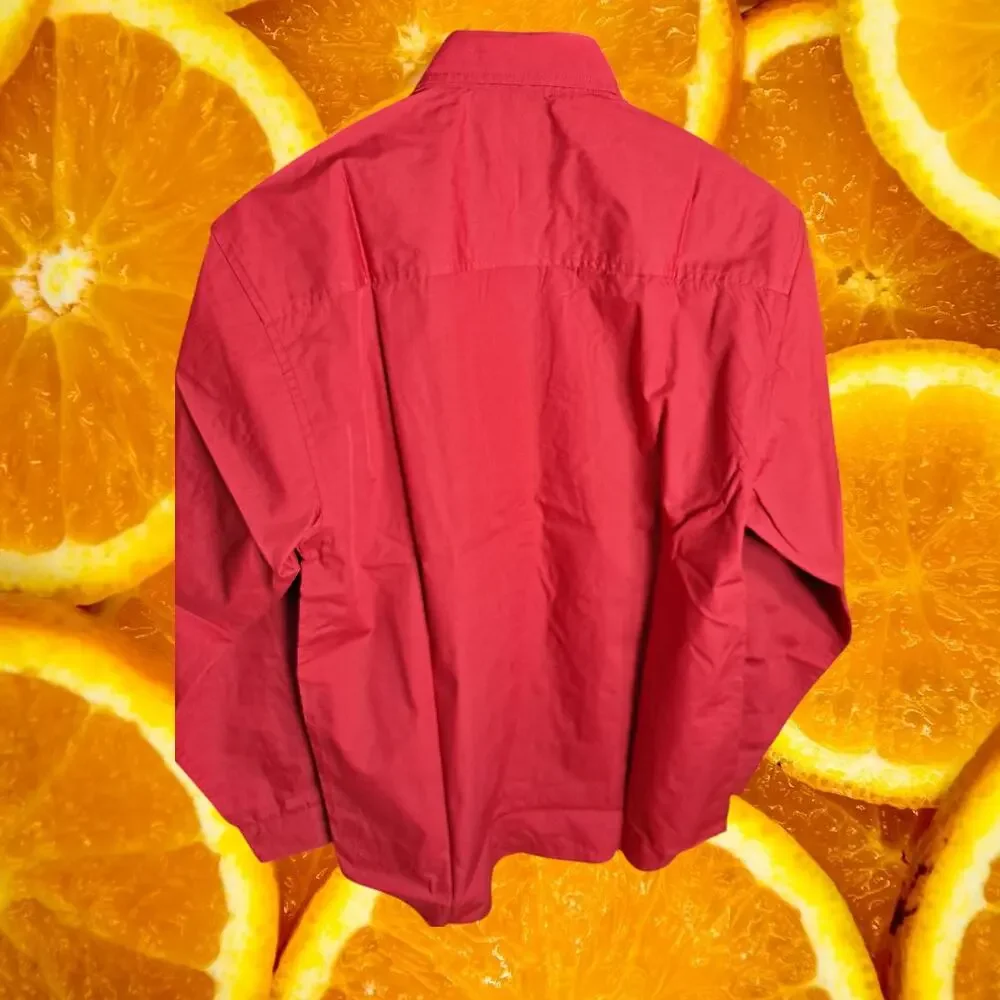 Wear Guard Men's Red Long‎ Sleeve Casual Button Down Shirt Size S